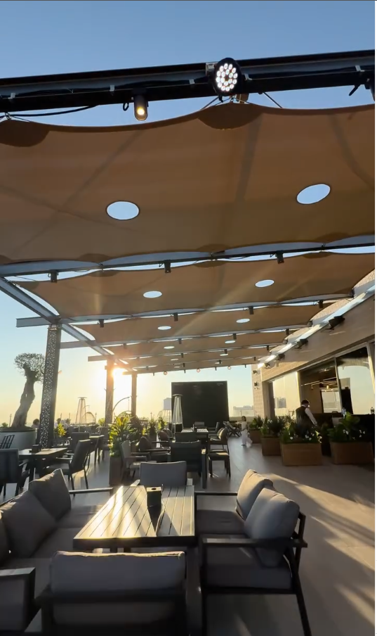 La Vela candlelit terrace at sunset